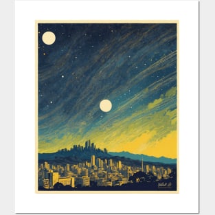 Belo Horizonte Starry Night Brazil Vintage Tourism Travel Poster Art Posters and Art